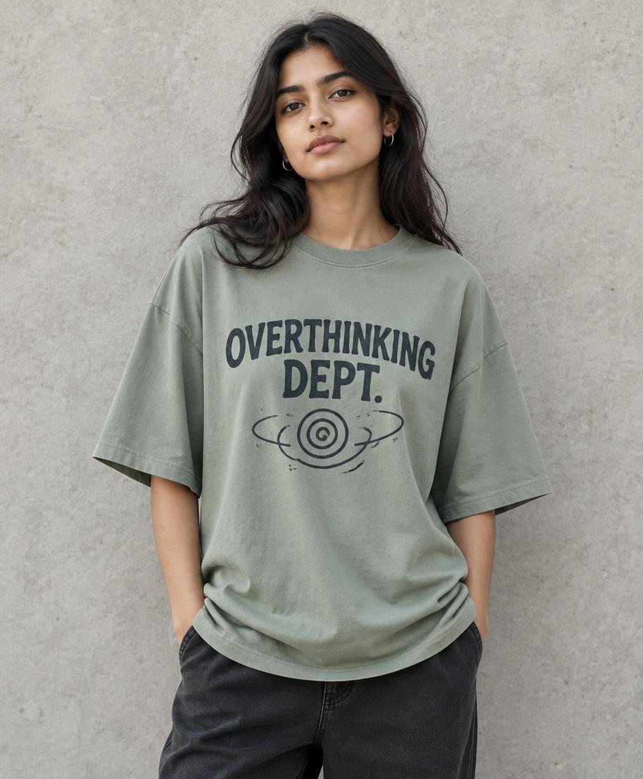 Overthinking Dept graphic tee styling